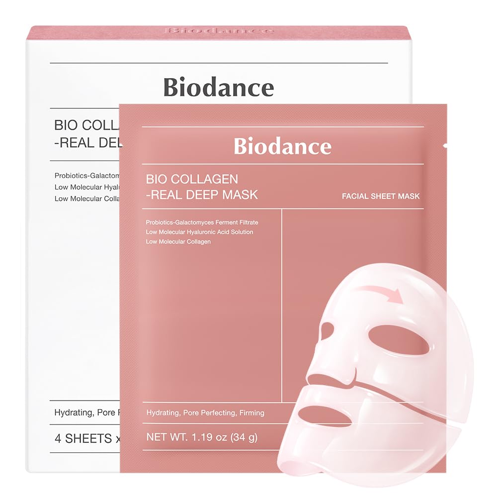Biodance Bio Collagen Real Deep Mask caja con 4 mascarillas de hidrogel