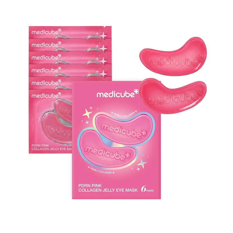 Medicube PDRN Pink Collagen Jelly Eye Mask caja con 6 pares