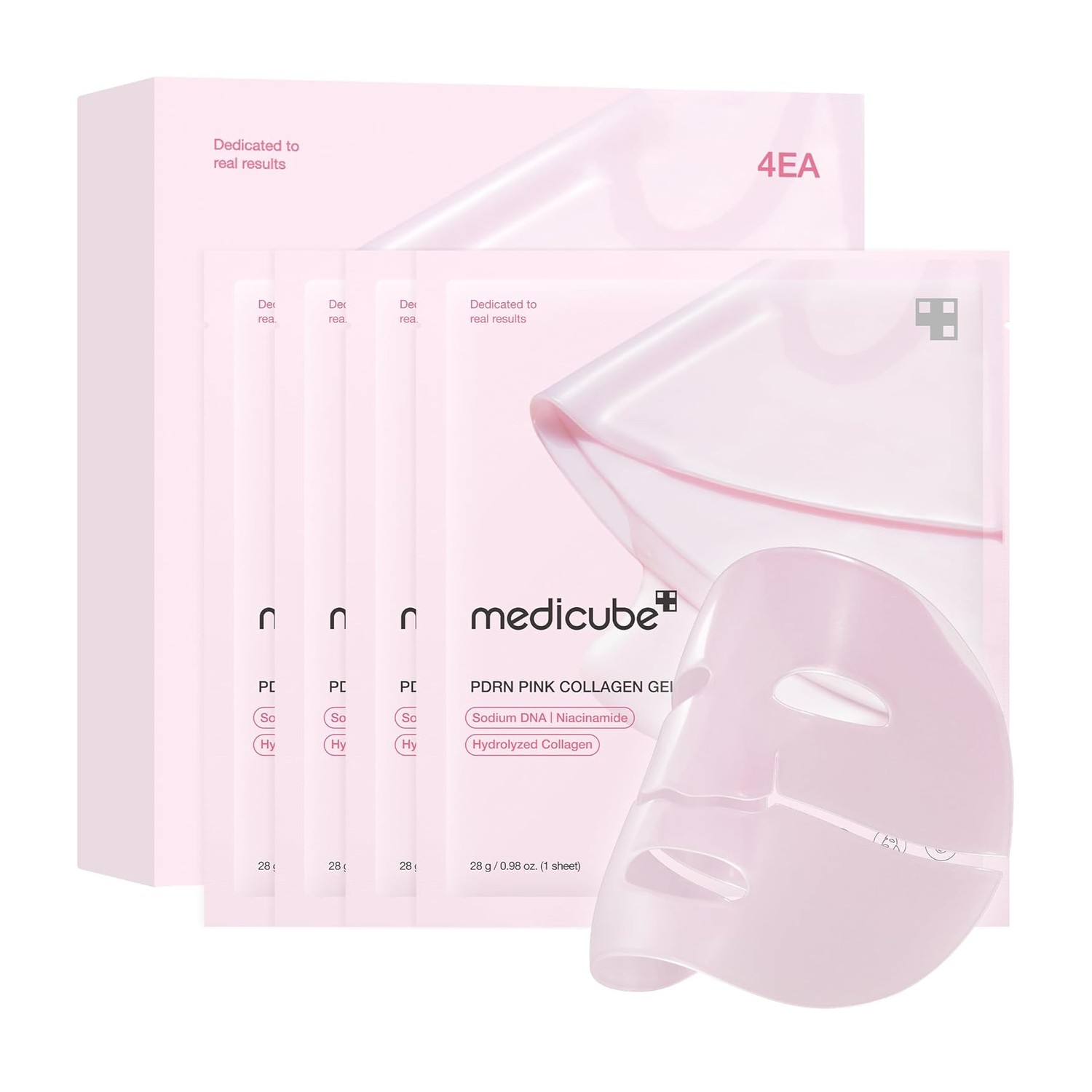 Medicube PDRN Pink Collagen Gel Mask caja con 4 mascarillas