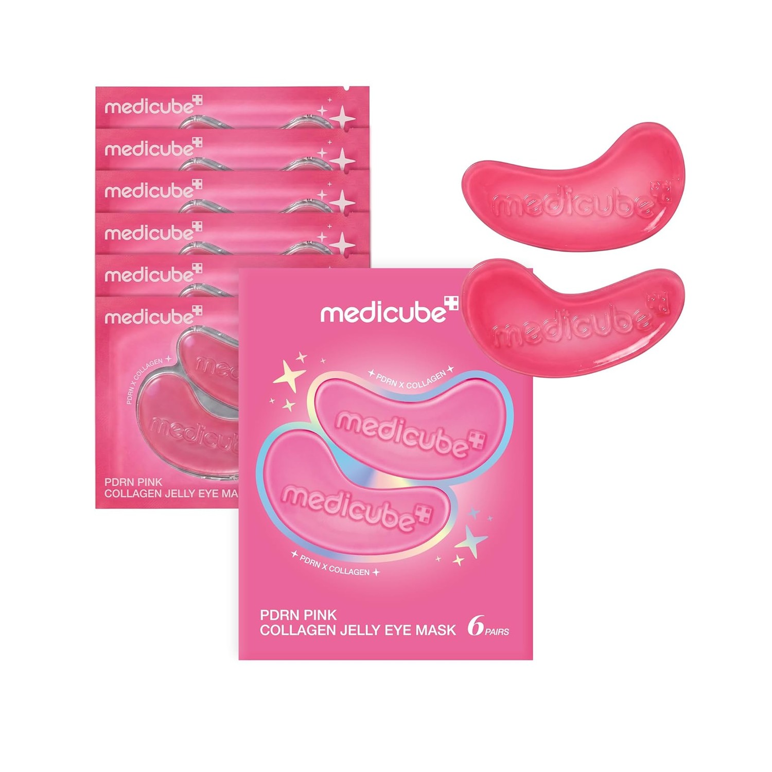 Medicube PDRN Pink Collagen Jelly Eye Mask caja con 6 pares
