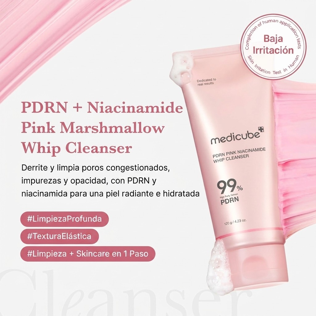 Textura marshmallow del Medicube PDRN Whip Cleanser