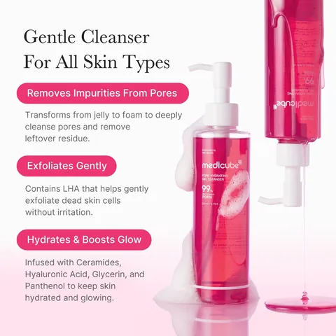 Medicube PDRN Hydrating Gel Cleanser: limpia poros, exfolia con LHA e hidrata con ceramidas