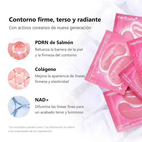 Beneficios de la Medicube PDRN Jelly Eye Mask: PDRN de salmón, colágeno y NAD+