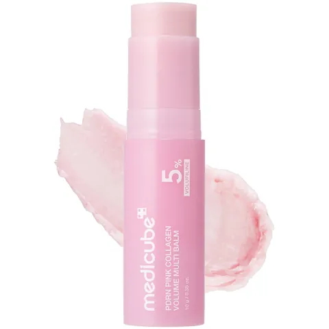 Medicube PDRN Pink Collagen Volume Multi Balm con su textura de bálsamo rosa