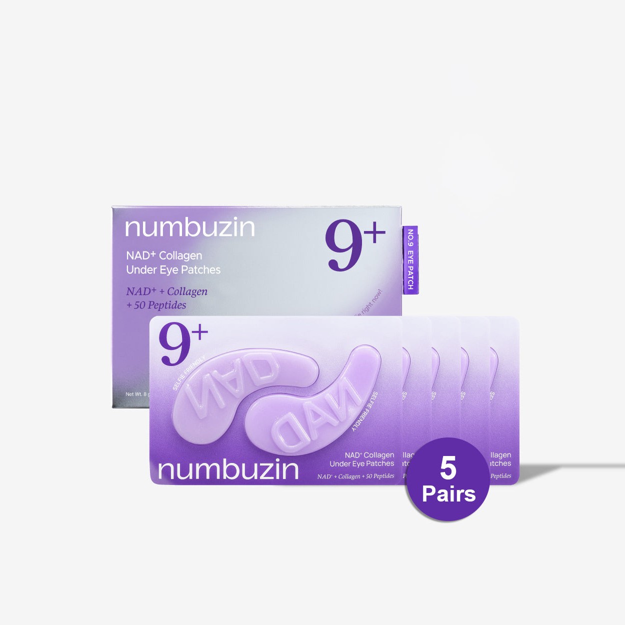 Caja de 5 pares de numbuzin No.9 NAD+ Collagen Under Eye Patches
